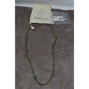 Johnny Was JWN14 Emilie Shapiro Turquoise By The Yard Necklace Goldtone